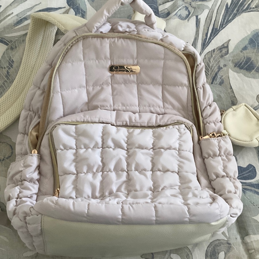 Jessica Simpson Quilted Cream Backpack